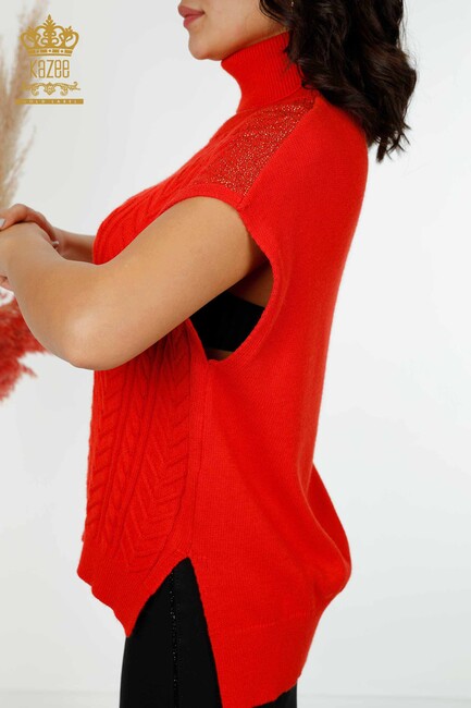 Women's Sweater Stone Embroidered Coral - 30097 | KAZEE - Thumbnail