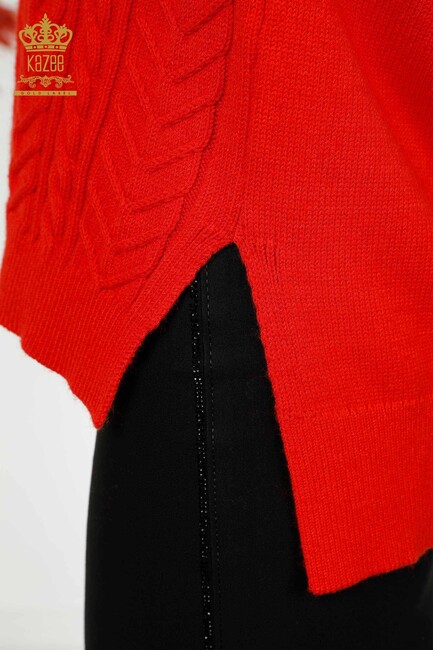 Women's Sweater Stone Embroidered Coral - 30097 | KAZEE - Thumbnail