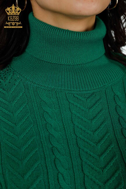 Women's Sweater Stone Embroidered Green - 30097 | KAZEE - Thumbnail