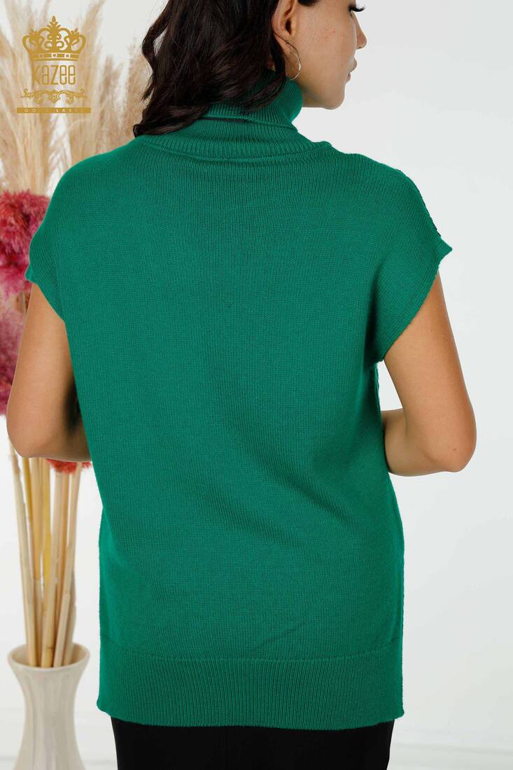 Women's Sweater Stone Embroidered Green - 30097 | KAZEE