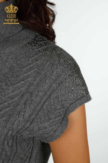 Women's Sweater Stone Embroidered Gray - 30097 | KAZEE - Thumbnail