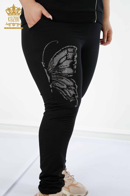 Women's Tracksuit Set Butterfly Printed Black - 17391 | KAZEE - Thumbnail