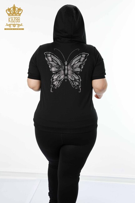 Women's Tracksuit Set Butterfly Printed Black - 17391 | KAZEE - Thumbnail