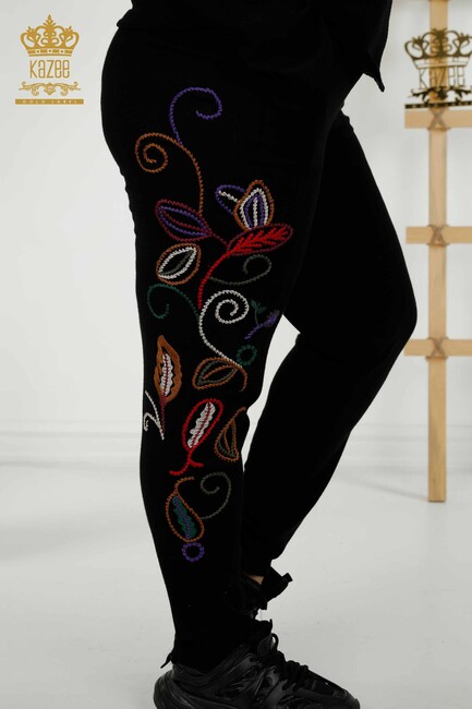 Women's Tracksuit Set Embroidered Black - 16657 | KAZEE - Thumbnail