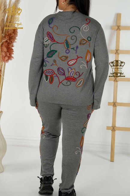 Women's Tracksuit Set Embroidered Gray - 16657 | KAZEE - Thumbnail