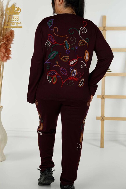 Women's Tracksuit Set Embroidered Plum - 16657 | KAZEE - Thumbnail