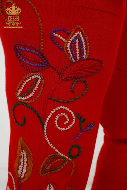 Women's Tracksuit Set Embroidered Red - 16657 | KAZEE - Thumbnail