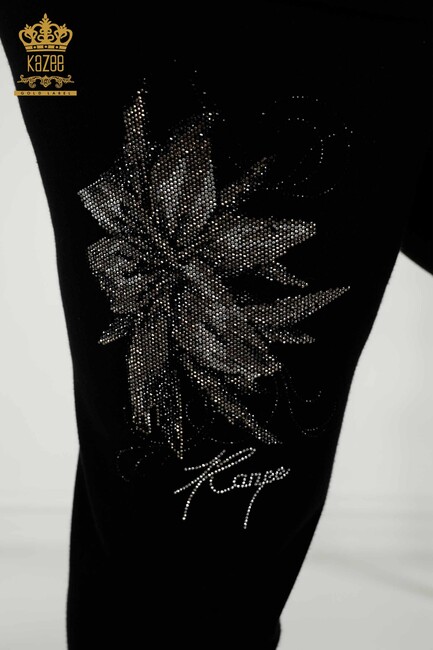 Women's Tracksuit Set Floral Pattern Black - 16661 | KAZEE - Thumbnail