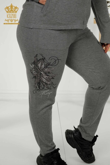 Women's Tracksuit Set Floral Pattern Gray - 16661 | KAZEE - Thumbnail