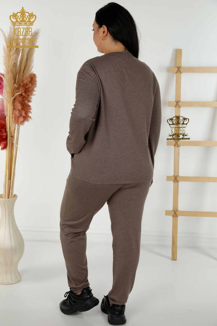 Women's Tracksuit Set Floral Pattern Mink - 16661 | KAZEE