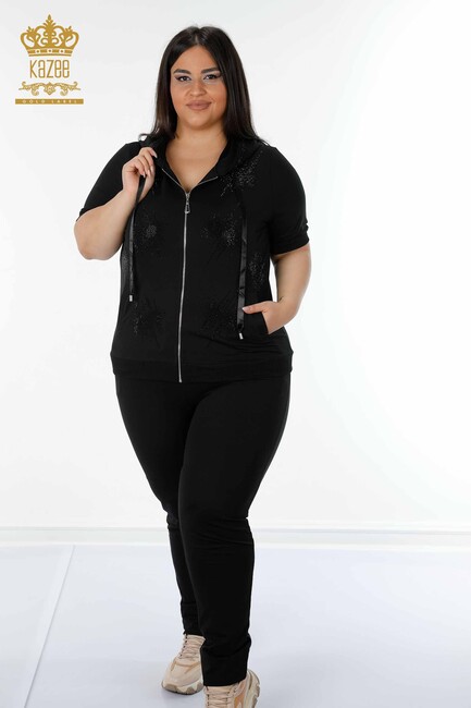 Women's Tracksuit Set Hooded Black - 17394 | KAZEE - Thumbnail