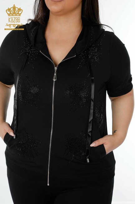 Women's Tracksuit Set Hooded Black - 17394 | KAZEE - Thumbnail