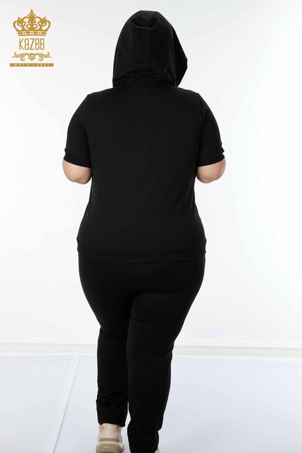 Women's Tracksuit Set Hooded Black - 17394 | KAZEE - Thumbnail