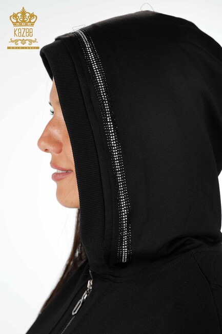 Women's Tracksuit Set Hooded Black - 17439 | KAZEE - Thumbnail