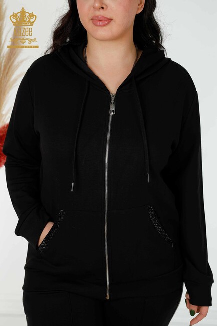 Women's Tracksuit Set Hooded Black - 17443 | KAZEE - Thumbnail