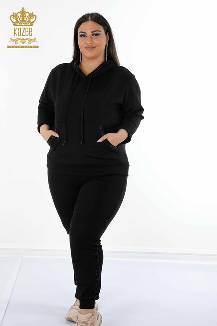 Women's Tracksuit Set Hooded Black - 17477 | KAZEE - Thumbnail