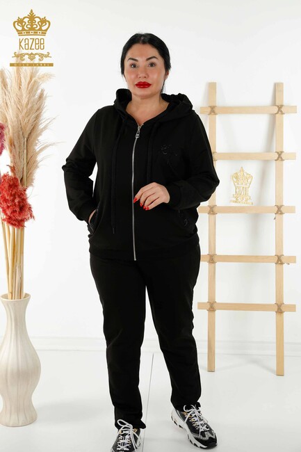 Women's Tracksuit Set Hooded Black - 17501 | KAZEE - Thumbnail