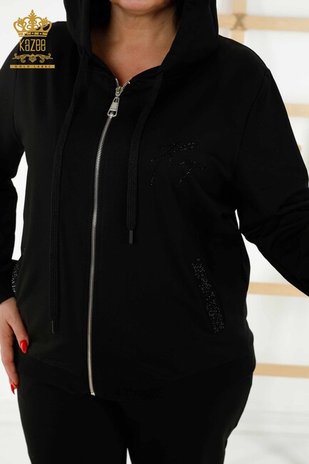 Women's Tracksuit Set Hooded Black - 17501 | KAZEE - Thumbnail