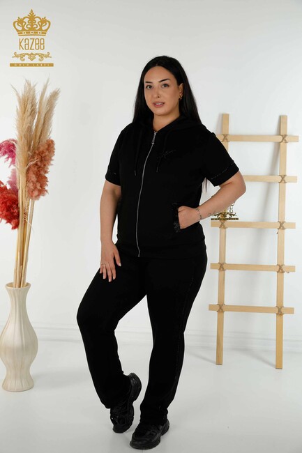 Women's Tracksuit Set Hooded Black - 20392 | KAZEE - Thumbnail