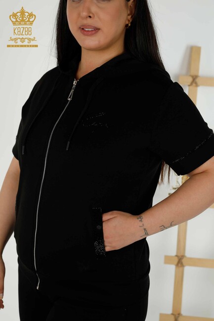 Women's Tracksuit Set Hooded Black - 20392 | KAZEE - Thumbnail