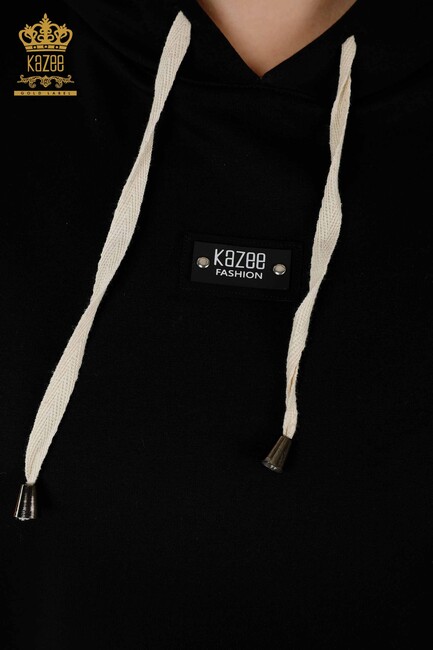 Women's Tracksuit Set Hooded Black-White - 17543 | KAZEE - Thumbnail