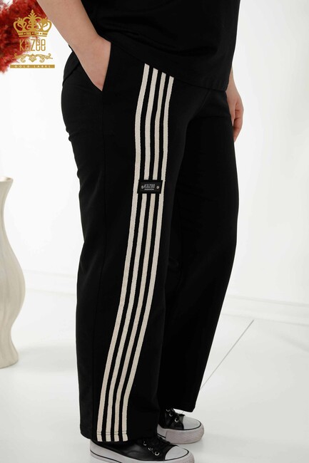 Women's Tracksuit Set Hooded Black-White - 17543 | KAZEE - Thumbnail