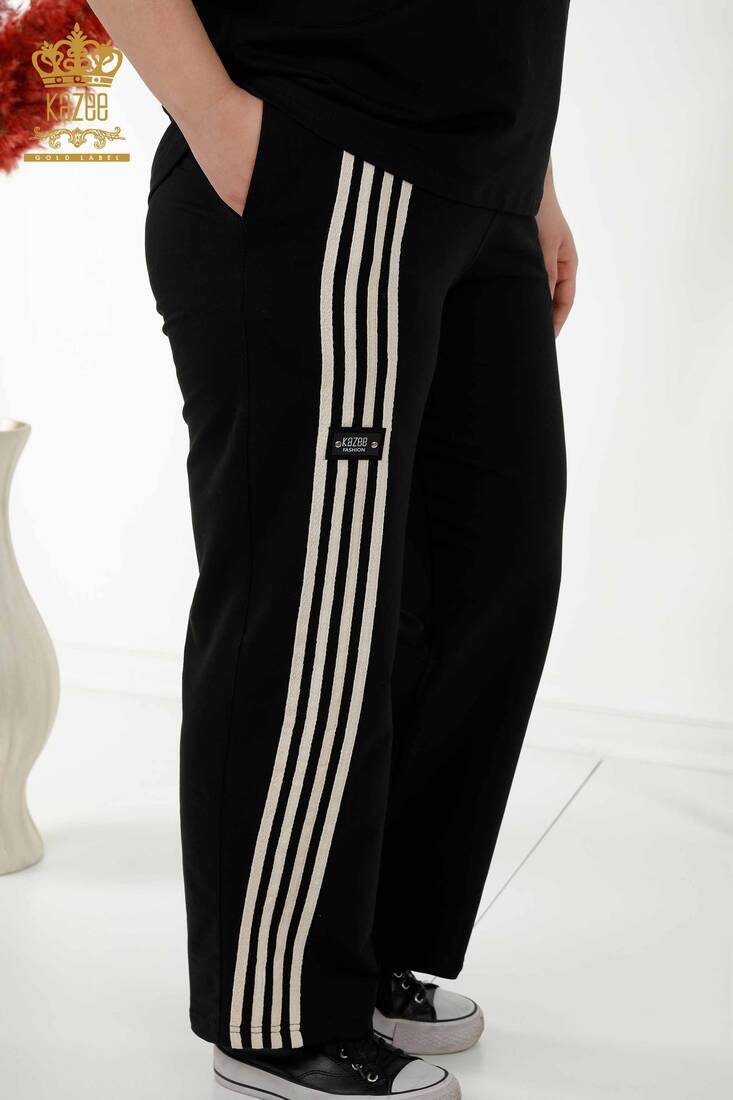 Women's Tracksuit Set Hooded Black-White - 17543 | KAZEE