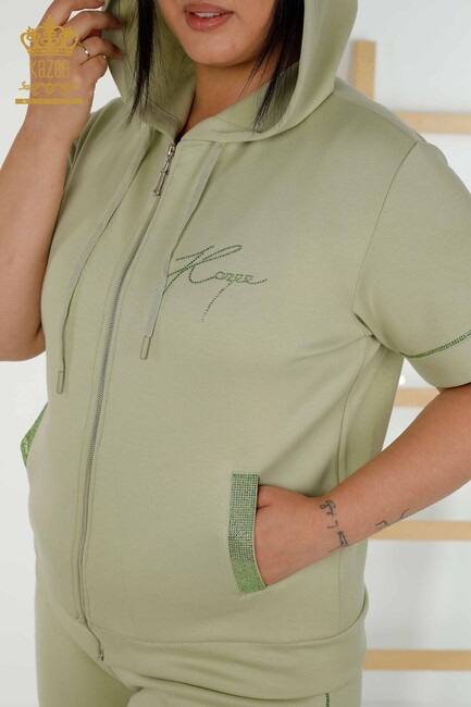 Women's Tracksuit Set Hooded Green - 20392 | KAZEE - Thumbnail