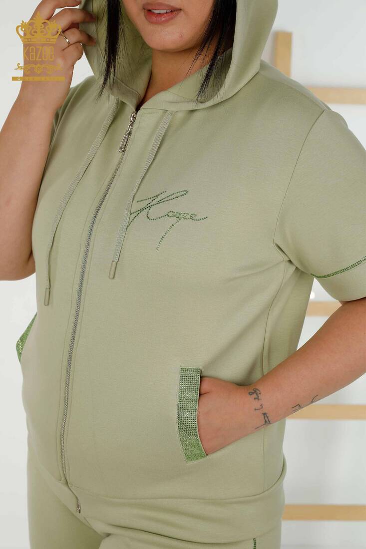 Women's Tracksuit Set Hooded Green - 20392 | KAZEE