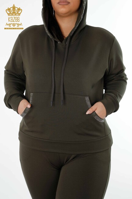 Women's Tracksuit Set Hooded Khaki - 17477 | KAZEE - Thumbnail