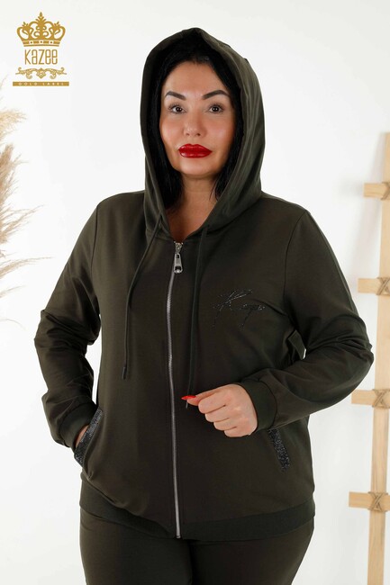 Women's Tracksuit Set Hooded Khaki - 17501 | KAZEE - Thumbnail