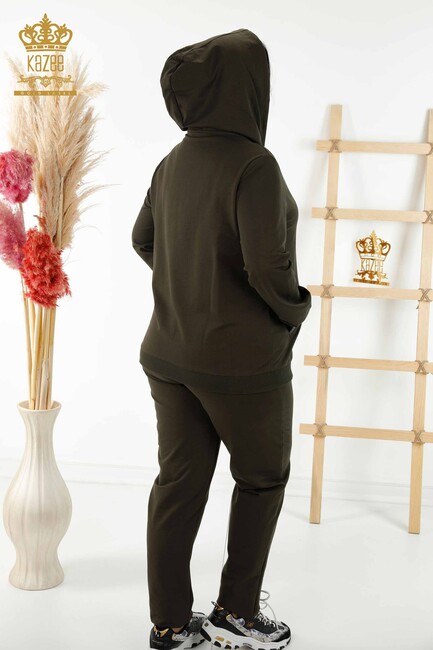 Women's Tracksuit Set Hooded Khaki - 17501 | KAZEE - Thumbnail