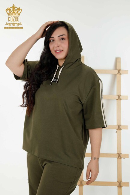 Women's Tracksuit Set Hooded Khaki-Beige - 17543 | KAZEE - Thumbnail