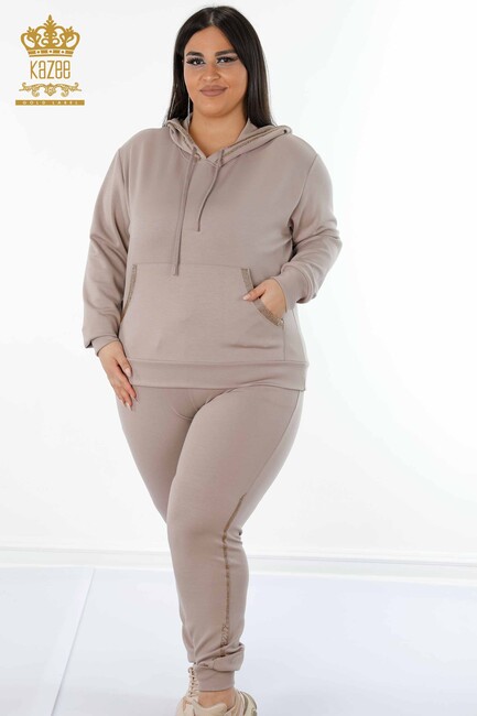 Women's Tracksuit Set Hooded Mink - 17477 | KAZEE - Thumbnail