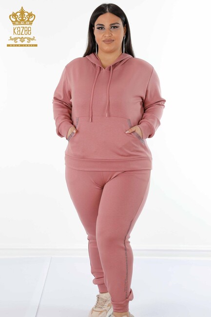 Women's Tracksuit Set Hooded Dried Rose - 17477 | KAZEE - Thumbnail