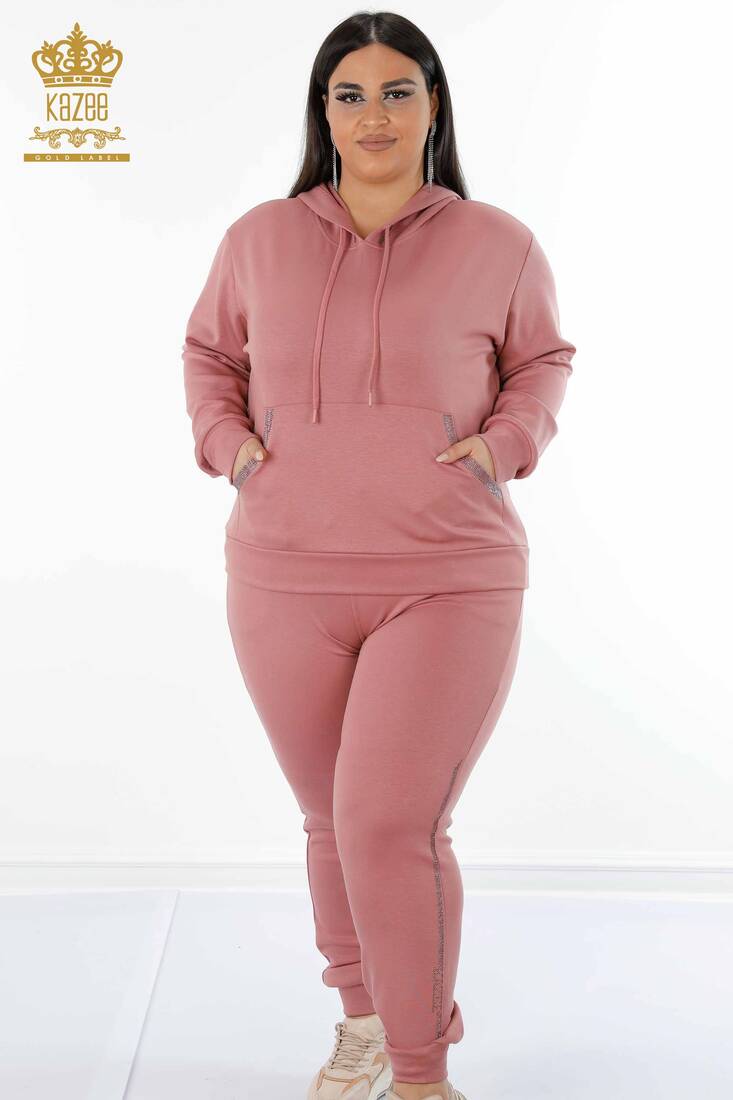 Women's Tracksuit Set Hooded Dried Rose - 17477 | KAZEE