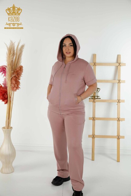 Women's Tracksuit Set Hooded Dried Rose - 20392 | KAZEE - Thumbnail