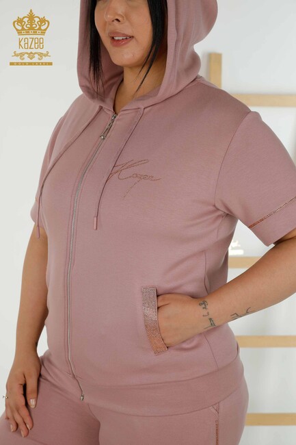 Women's Tracksuit Set Hooded Dried Rose - 20392 | KAZEE - Thumbnail