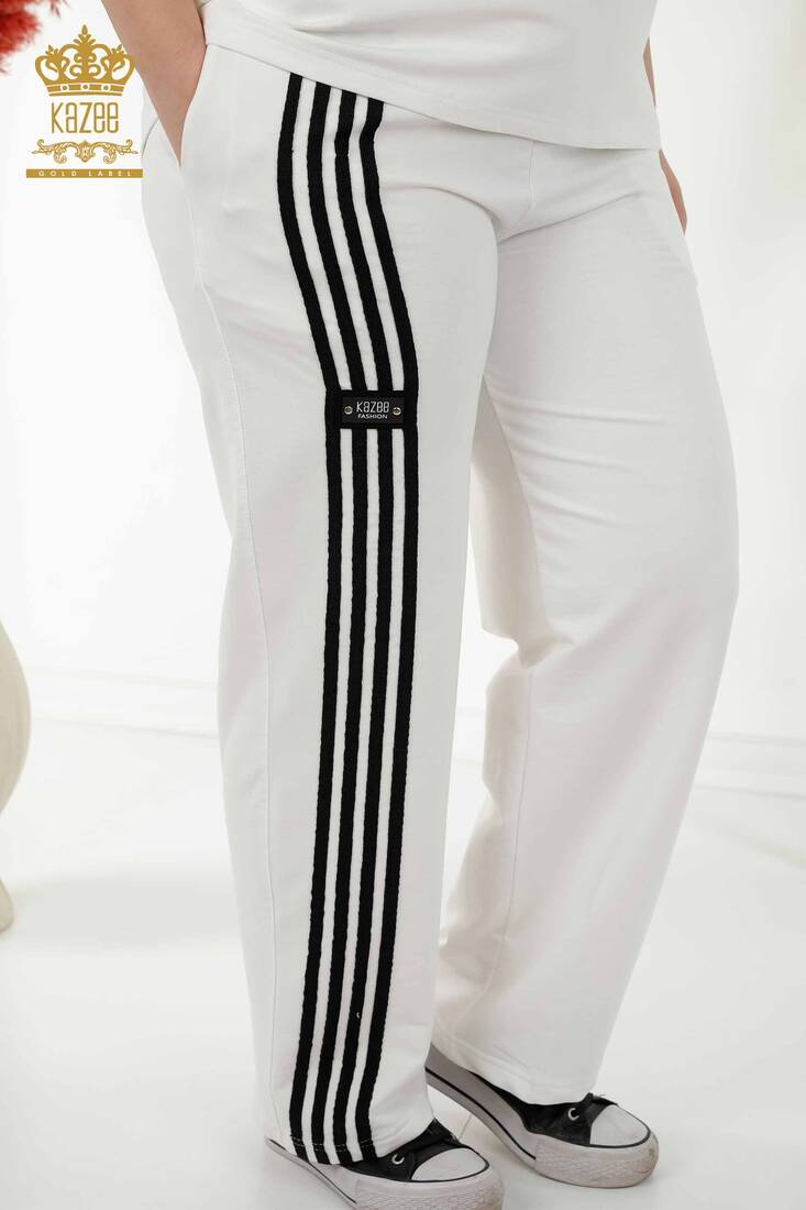 Women's Tracksuit Set Hooded White-Black - 17543 | KAZEE