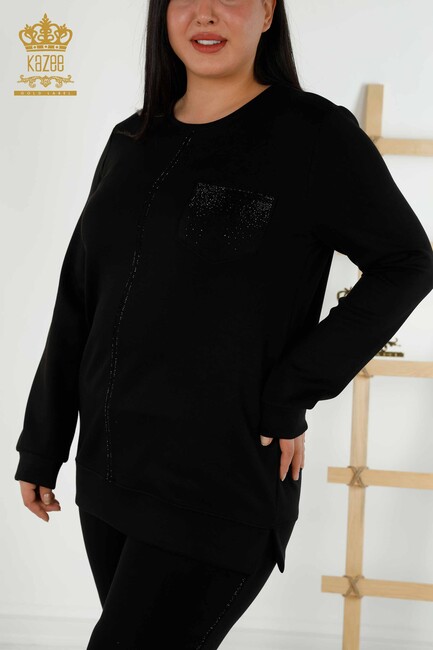 Women's Tracksuit Set Pocket Detailed Black - 20398 | KAZEE - Thumbnail