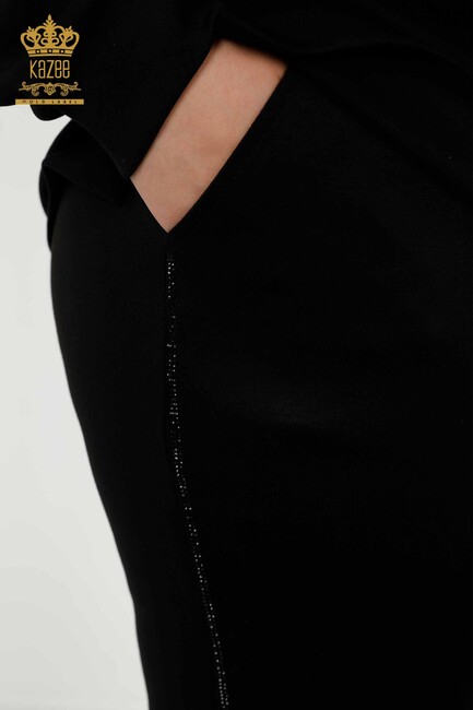 Women's Tracksuit Set Pocket Detailed Black - 20398 | KAZEE - Thumbnail