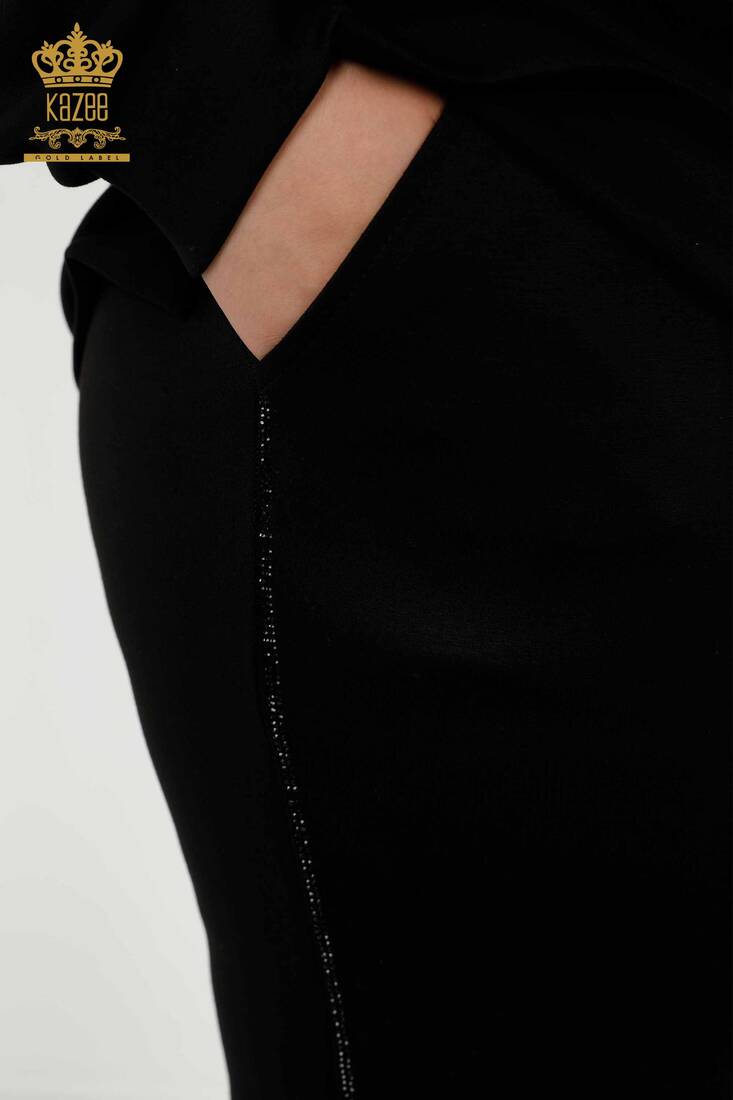 Women's Tracksuit Set Pocket Detailed Black - 20398 | KAZEE