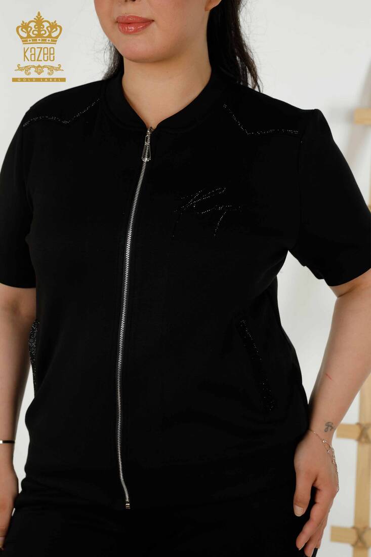 Women's Tracksuit Set Pocket Detailed Black - 20411 | KAZEE