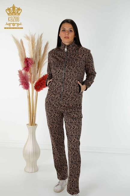 Women's Tracksuit Set Pocket Detailed Black-Mink - 17433 | KAZEE - Thumbnail