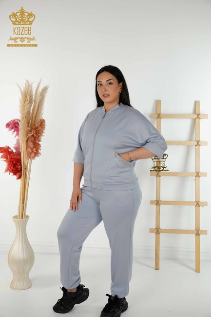 Women's Tracksuit Set Pocket Detailed Blue - 20393 | KAZEE - Thumbnail