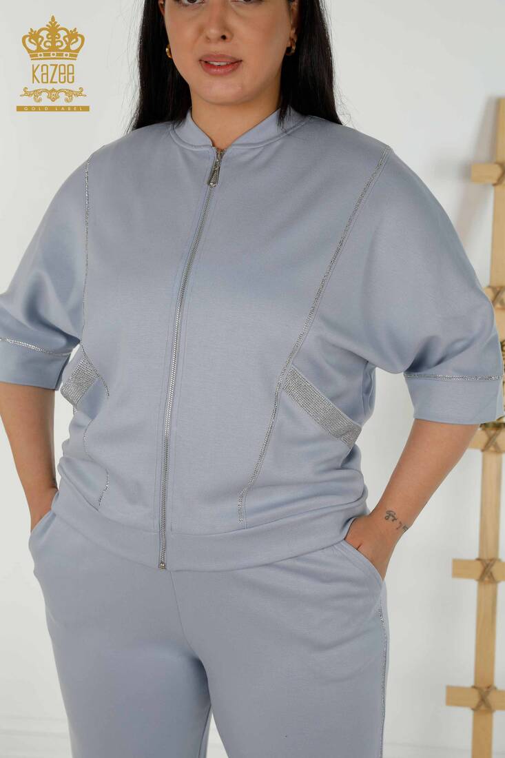 Women's Tracksuit Set Pocket Detailed Blue - 20393 | KAZEE