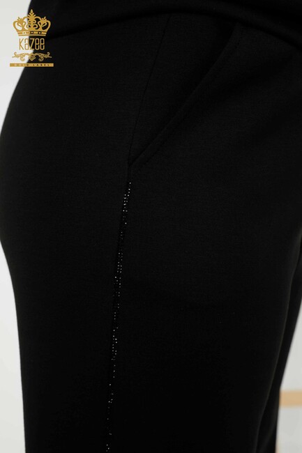 Women's Tracksuit Set Stone Embroidered Black - 17547 | KAZEE - Thumbnail