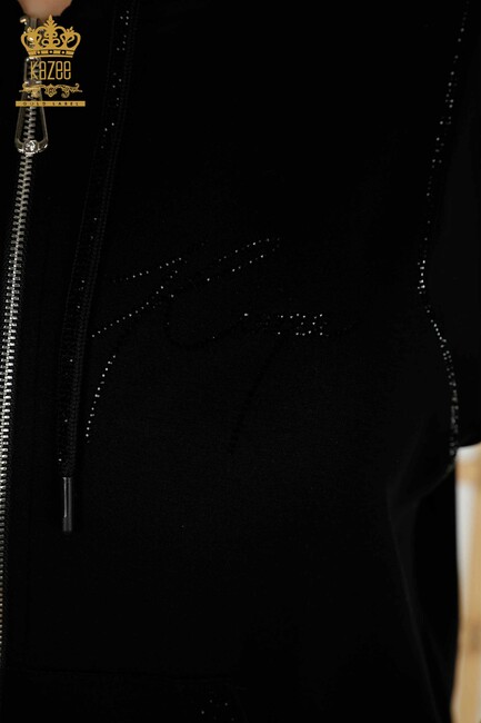 Women's Tracksuit Set Stone Embroidered Black - 20389 | KAZEE - Thumbnail