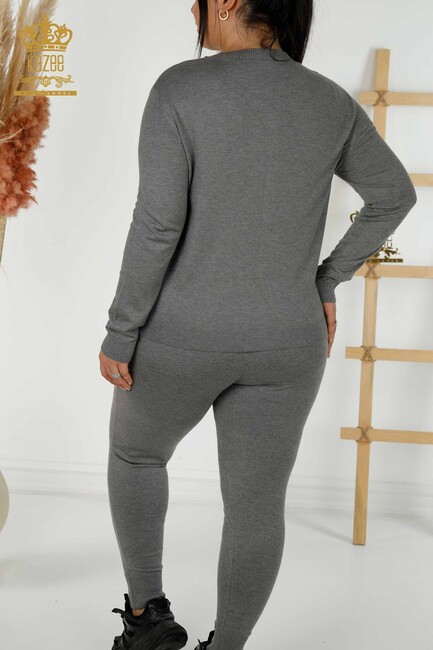 Women's Tracksuit Set Stone Embroidered Gray - 16676 | KAZEE - Thumbnail