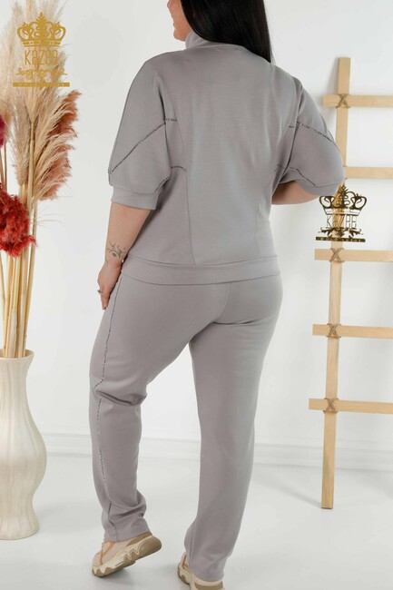 Women's Tracksuit Set Stone Embroidered Gray - 17547 | KAZEE - Thumbnail